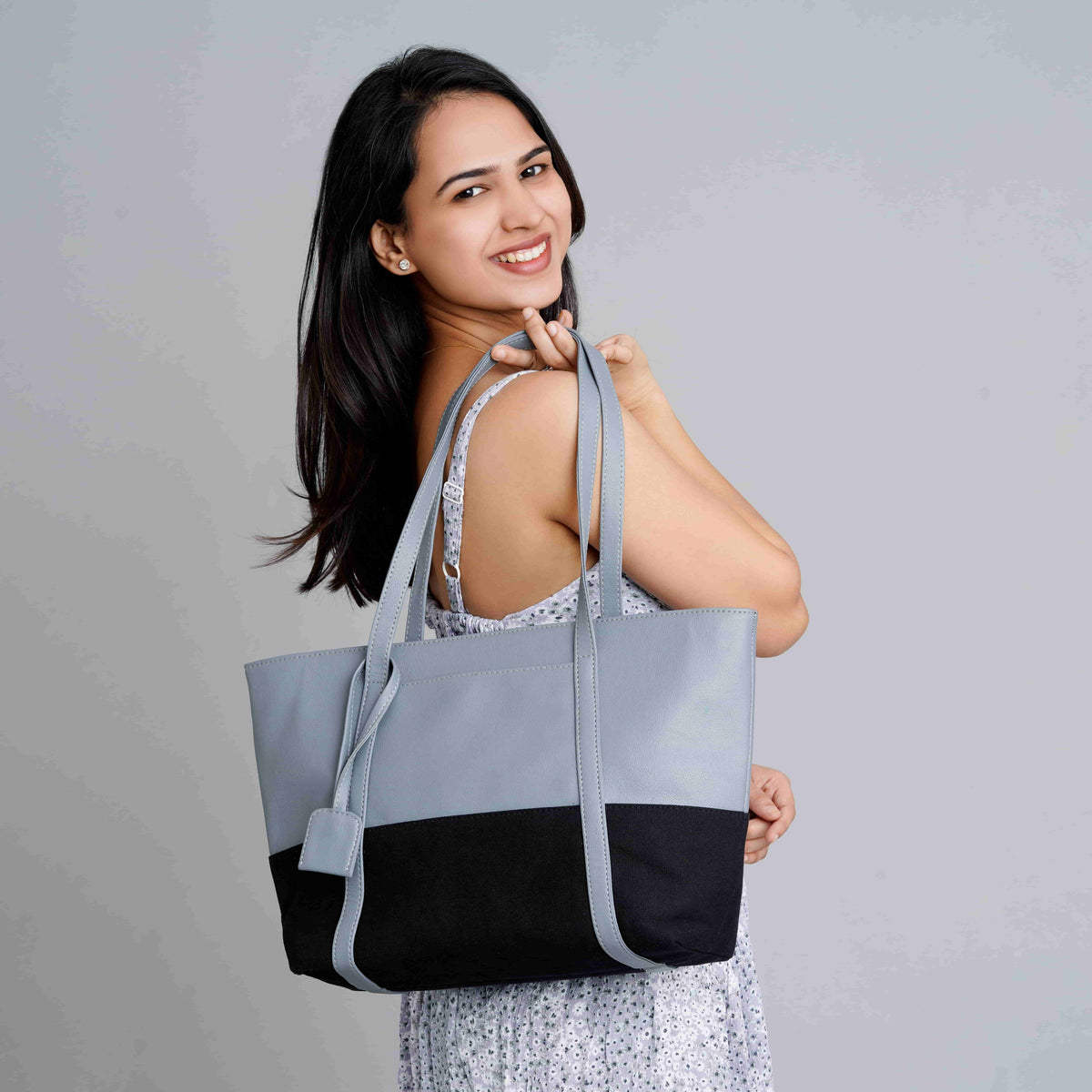 Premium Faux Leather Shoulder Bag β Spacious Light Blue Womenβs Handbag