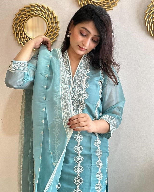 Silk Party Wear Kurta Dupatta Set