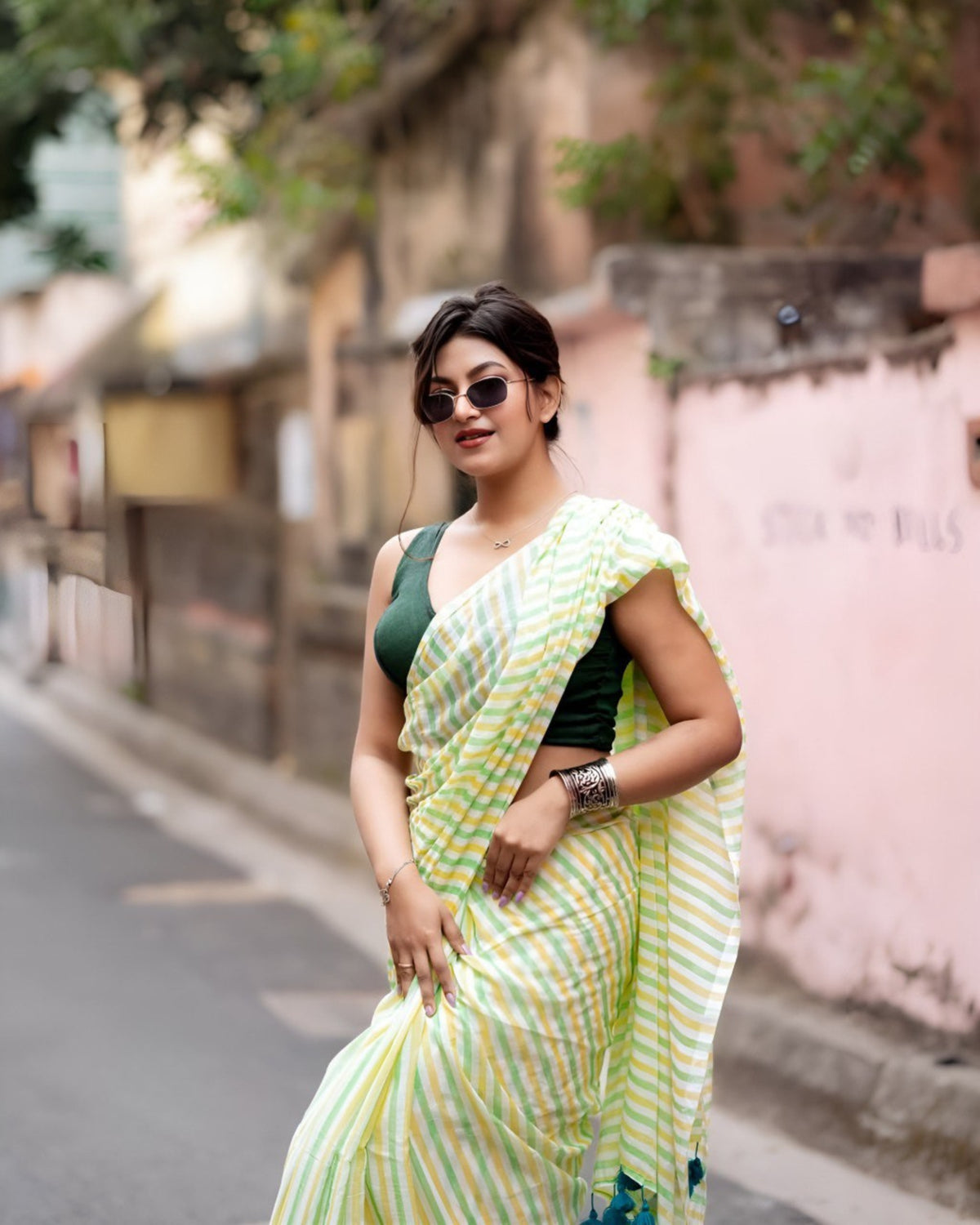Pastel Stripes Linen Cotton Saree β Breezy Summer Essential