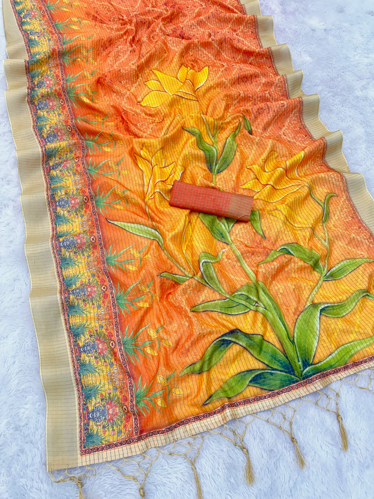Classic Mysore Silk Saree with Pure Jari, Digital Print & Elegant Zalar