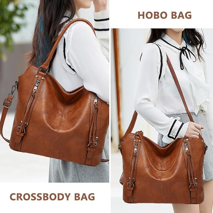 Tote Bag for Woman with Messenger Bag and Wallet in PU Leather with Strap