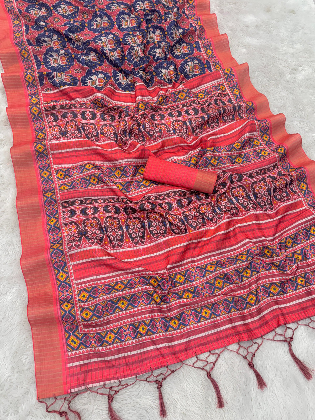Classic Mysore Silk Saree with Pure Jari Checks, Digital Print & Zalar Elegance