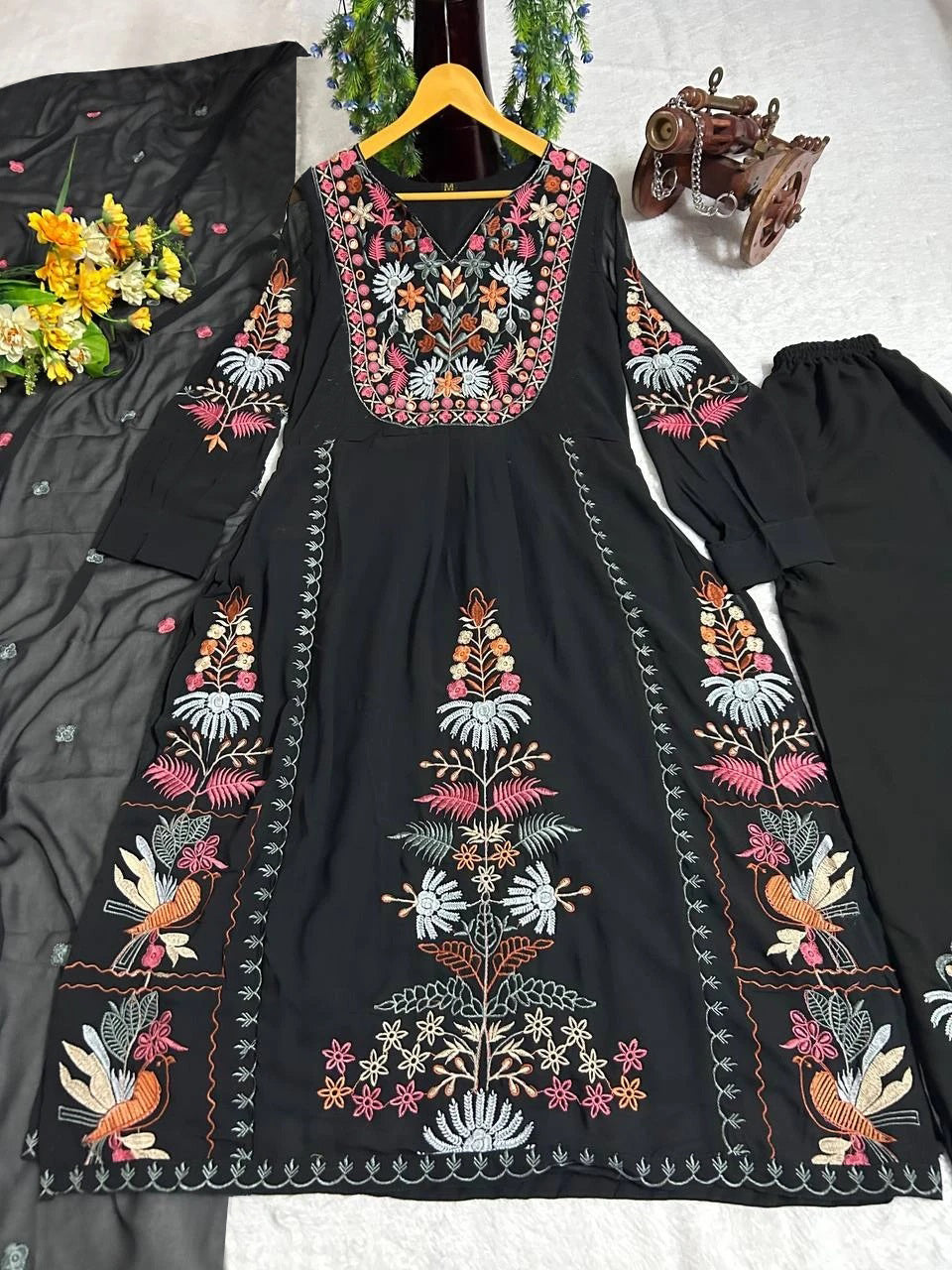 Stylish Women’s Georgette Kurta Palazzo Dupatta Set