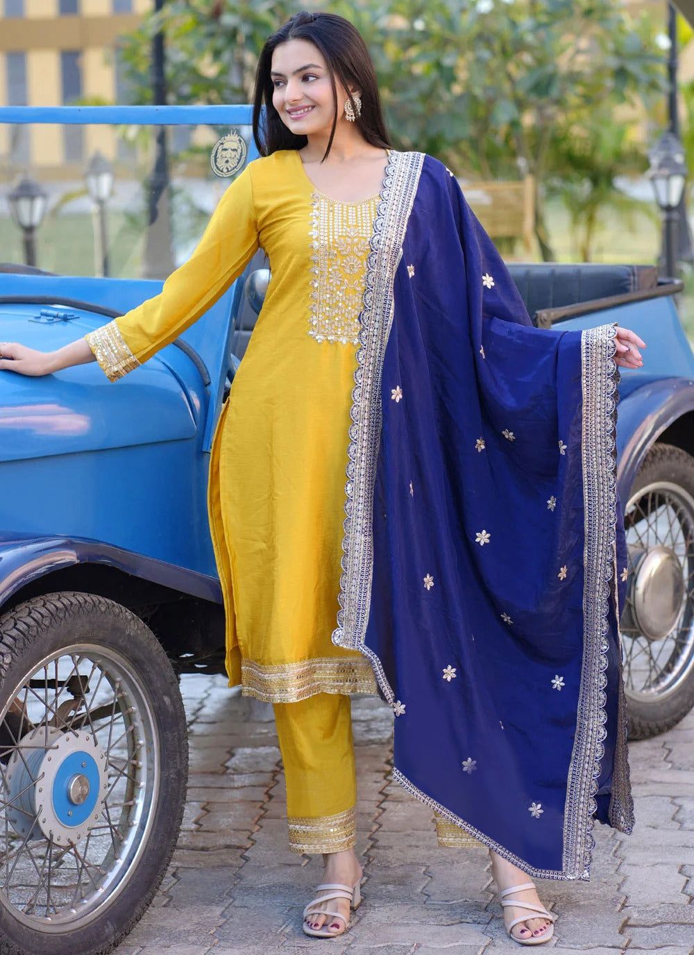 Tesla Blue Dupatta Kurta Set