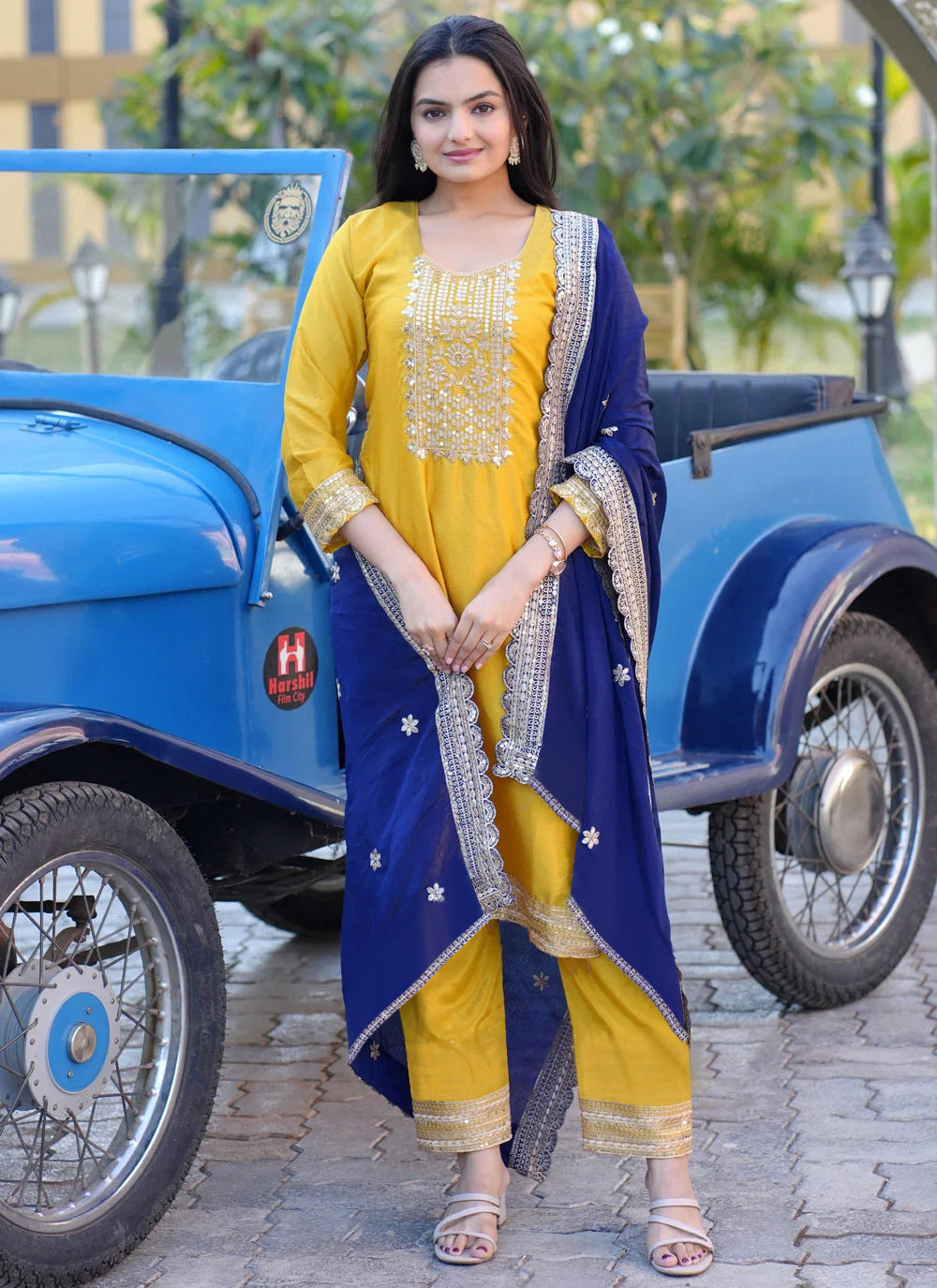 Tesla Blue Dupatta Kurta Set