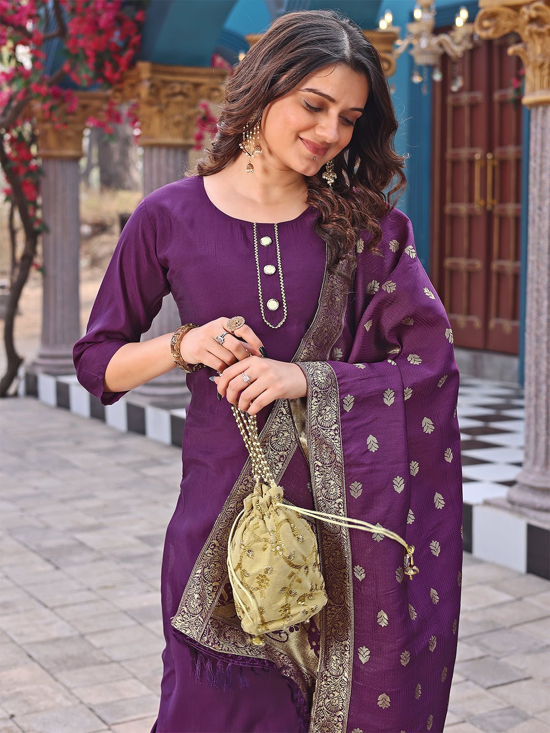 Luxury Women’s Silk Kurta Set with Dupatta & Pant