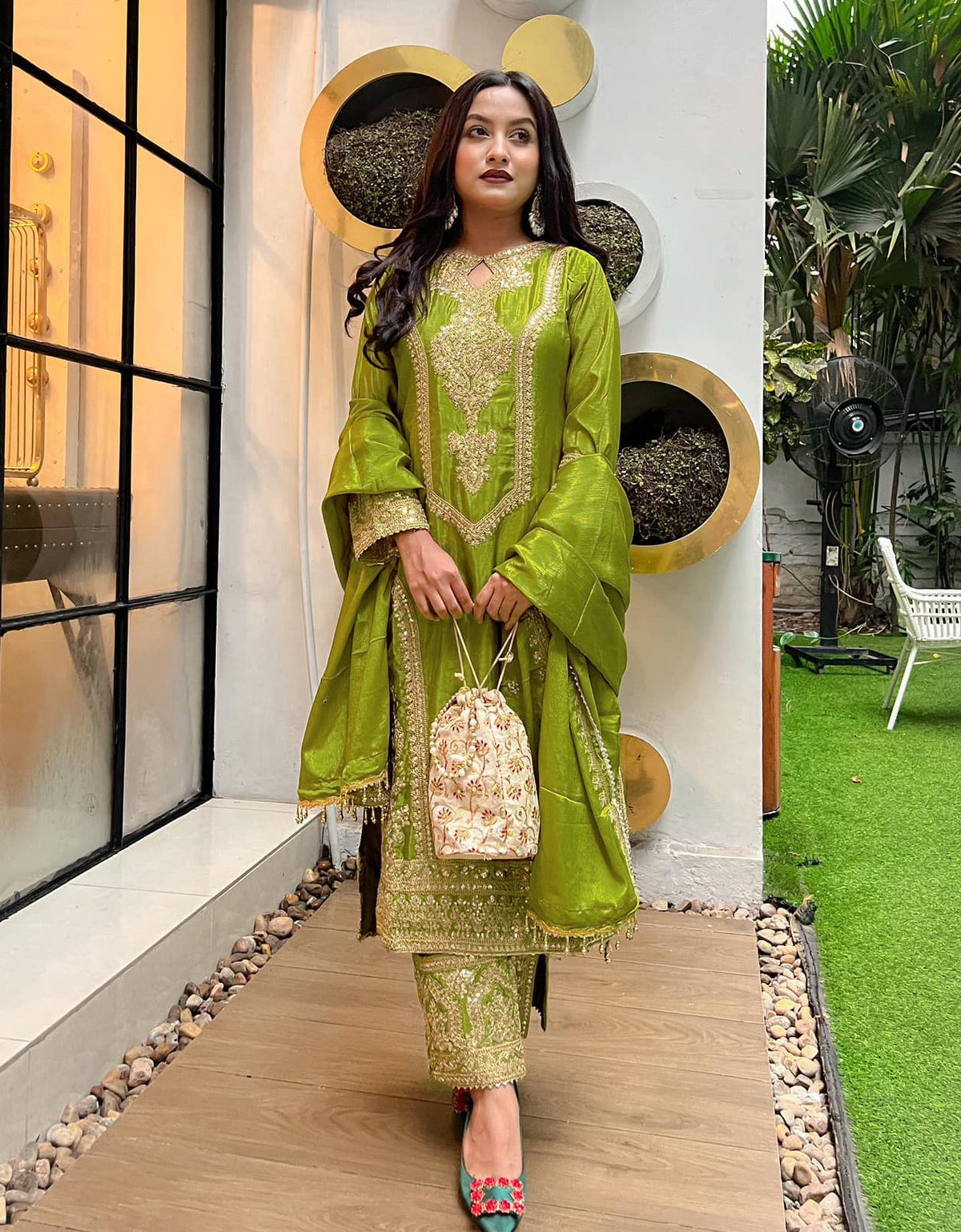 Women’s Silk Kurta Set with Pant and Dupatta