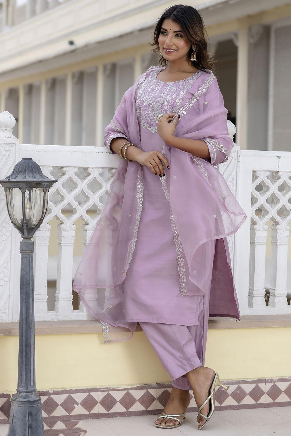 Tesla Kurta Organza Dupatta Set