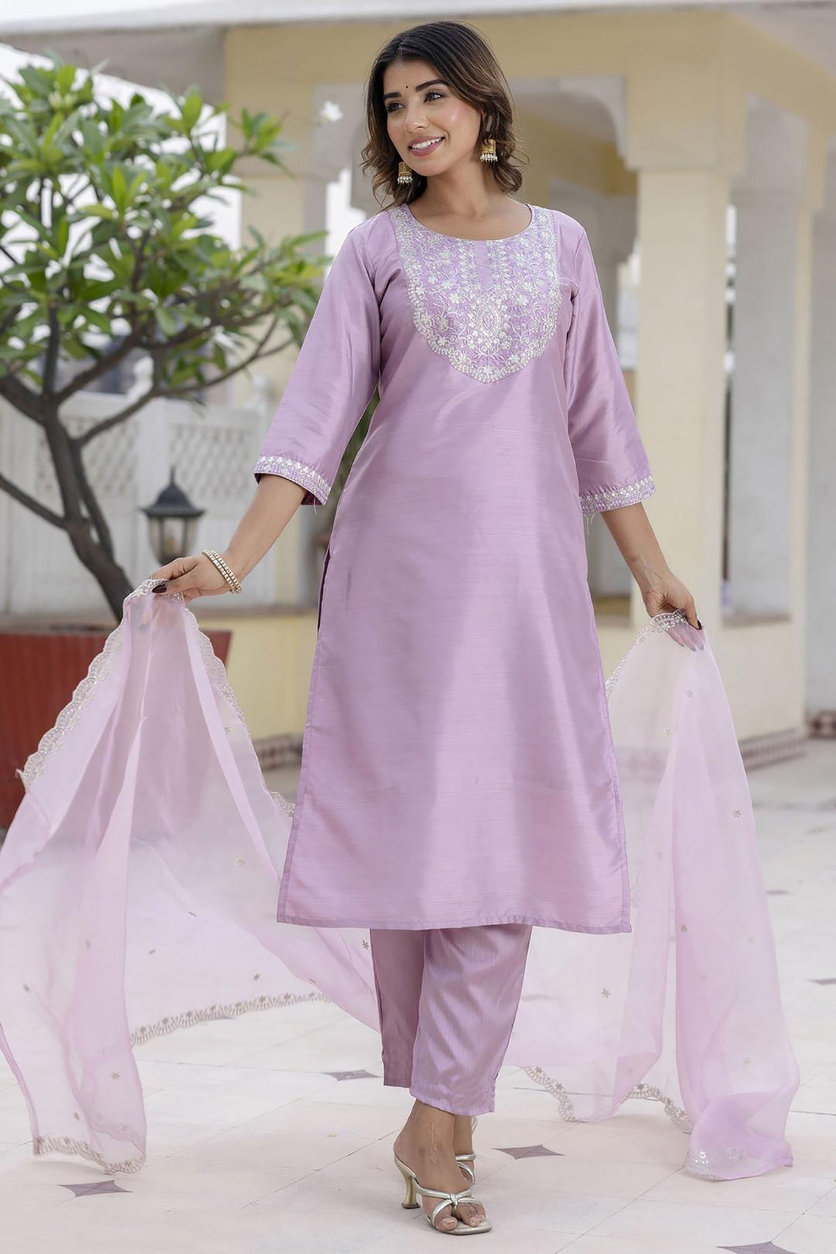 Tesla Kurta Organza Dupatta Set