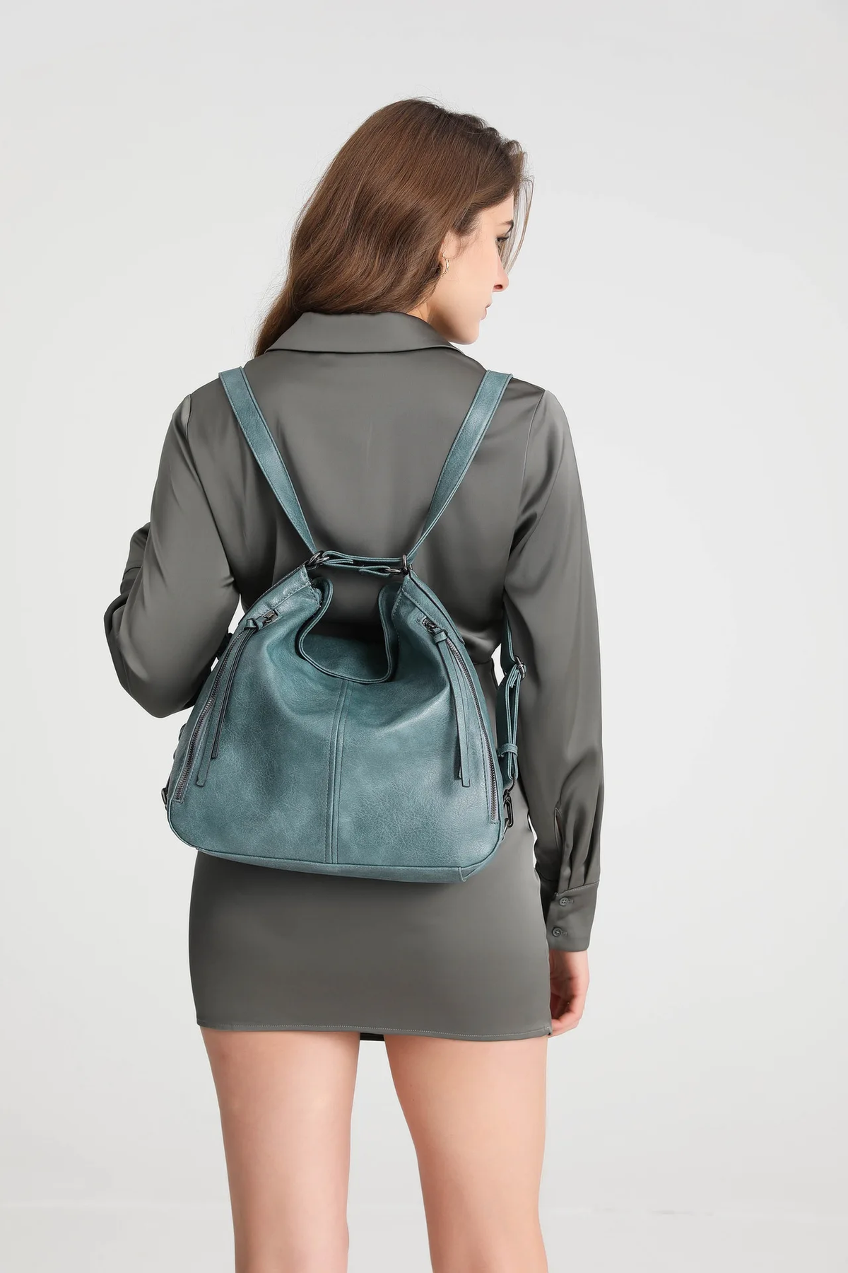 Set Of 3 Blue Light Weight Pu Leather Handbag Combo For Women