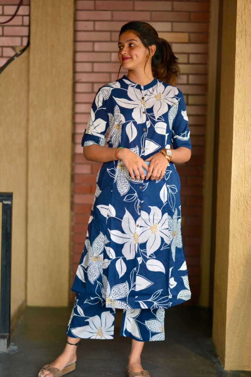 Heavy Rayon Co-ord Set with A-Line Kurti & Ankle-Length Pant