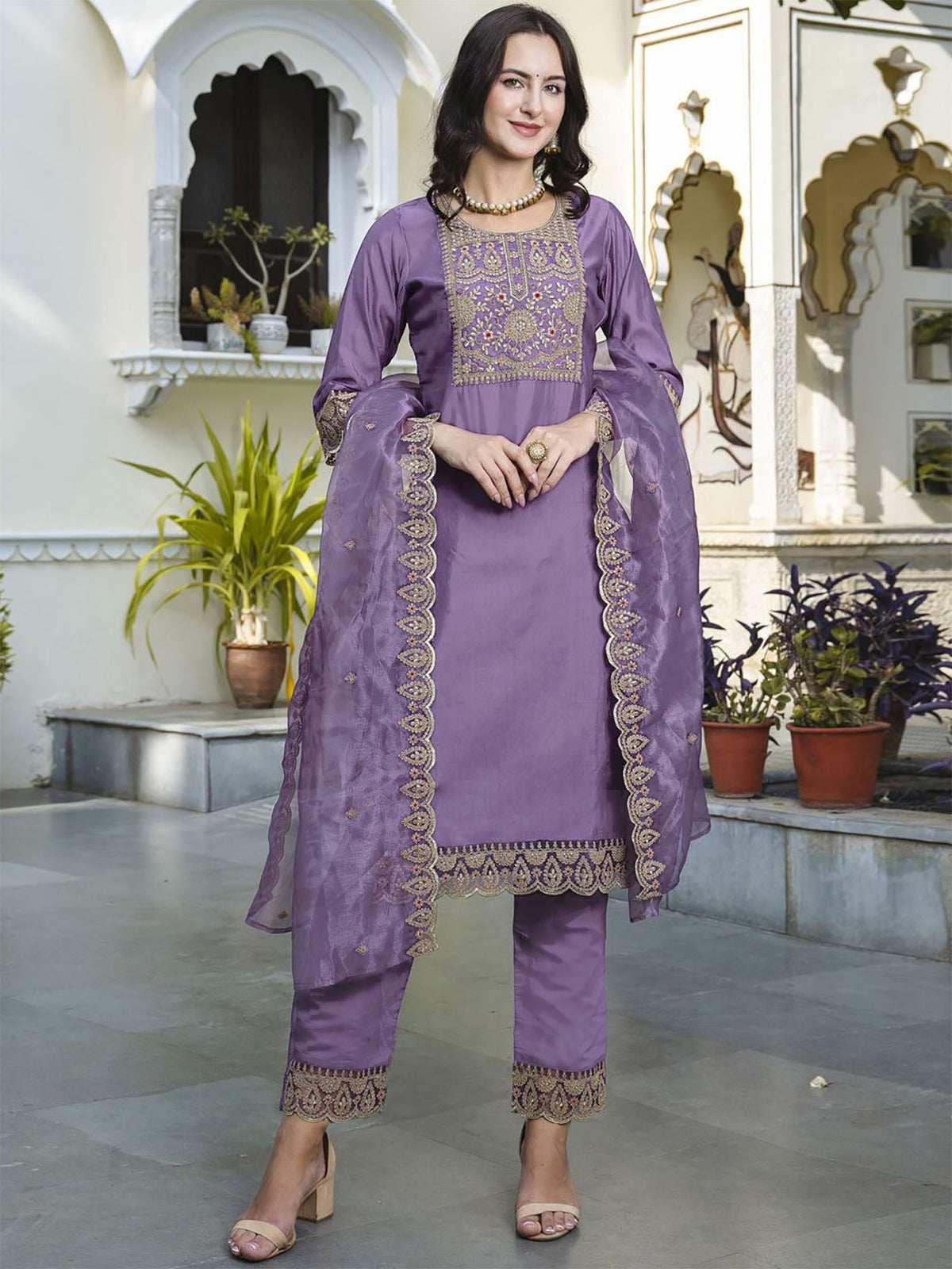 Organza Kurta Pant Dupatta Set