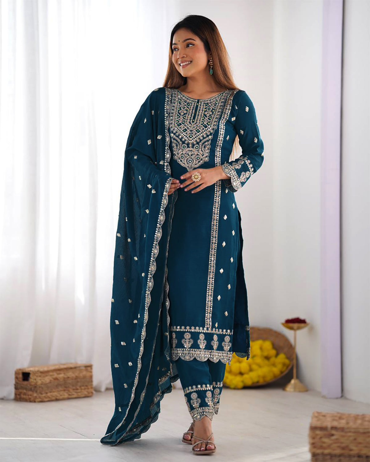 Graceful Silk Kurta Dupatta Set