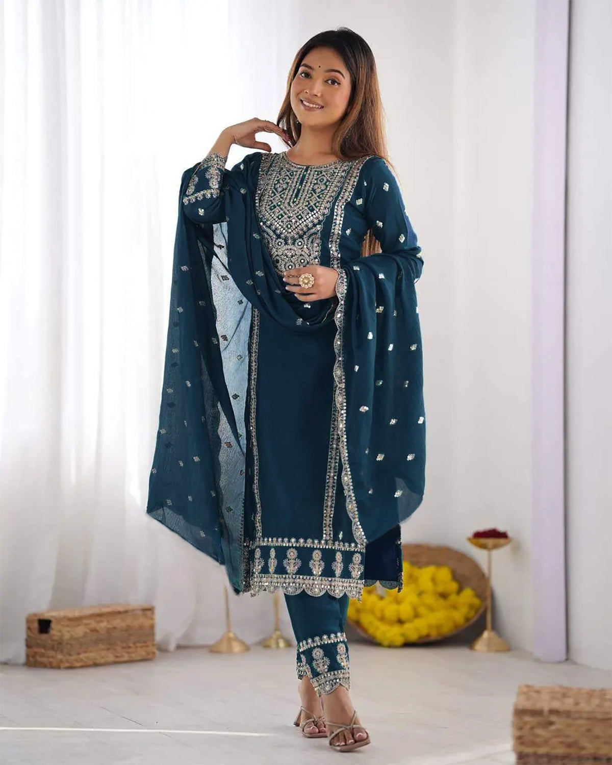 Graceful Silk Kurta Dupatta Set