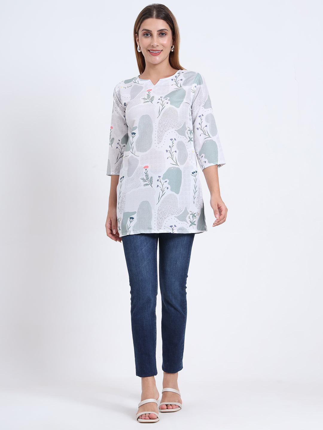 Stylish Digital Print Rayon Top for Women – 3/4 Sleeve