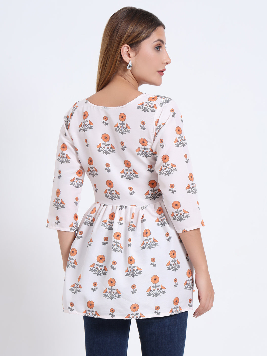 Western Wear V-Neck Rayon Top – Digital Print with Stitched Elastic Waist