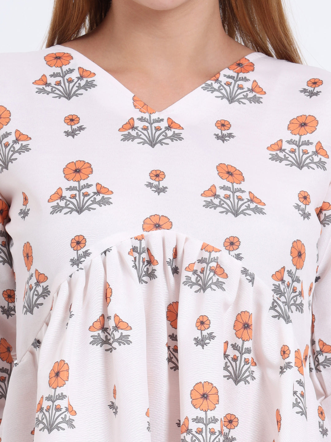 Western Wear V-Neck Rayon Top – Digital Print with Stitched Elastic Waist