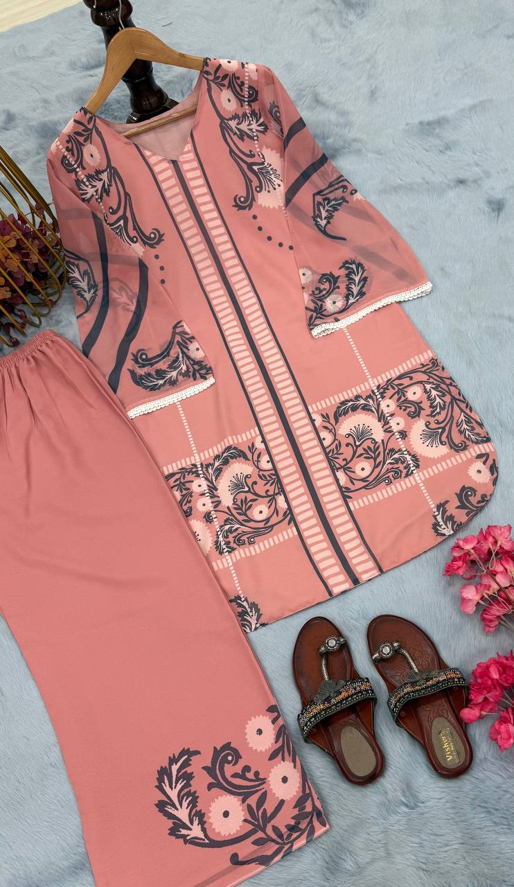 Party Wear Printed Top & Plazzo with Inner β Fully Stitched