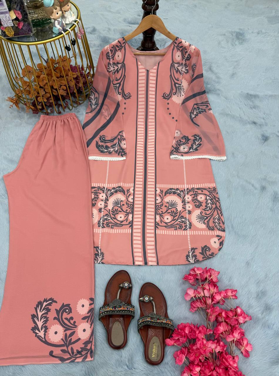 Party Wear Printed Top & Plazzo with Inner β Fully Stitched