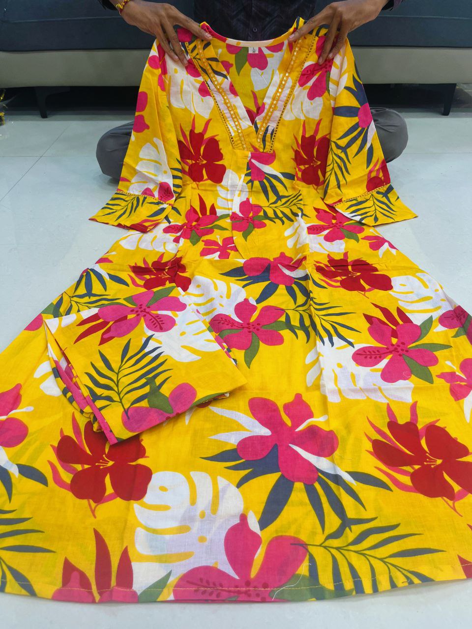 Graceful Charm: Cord Set Cotton Kurta Pant Set