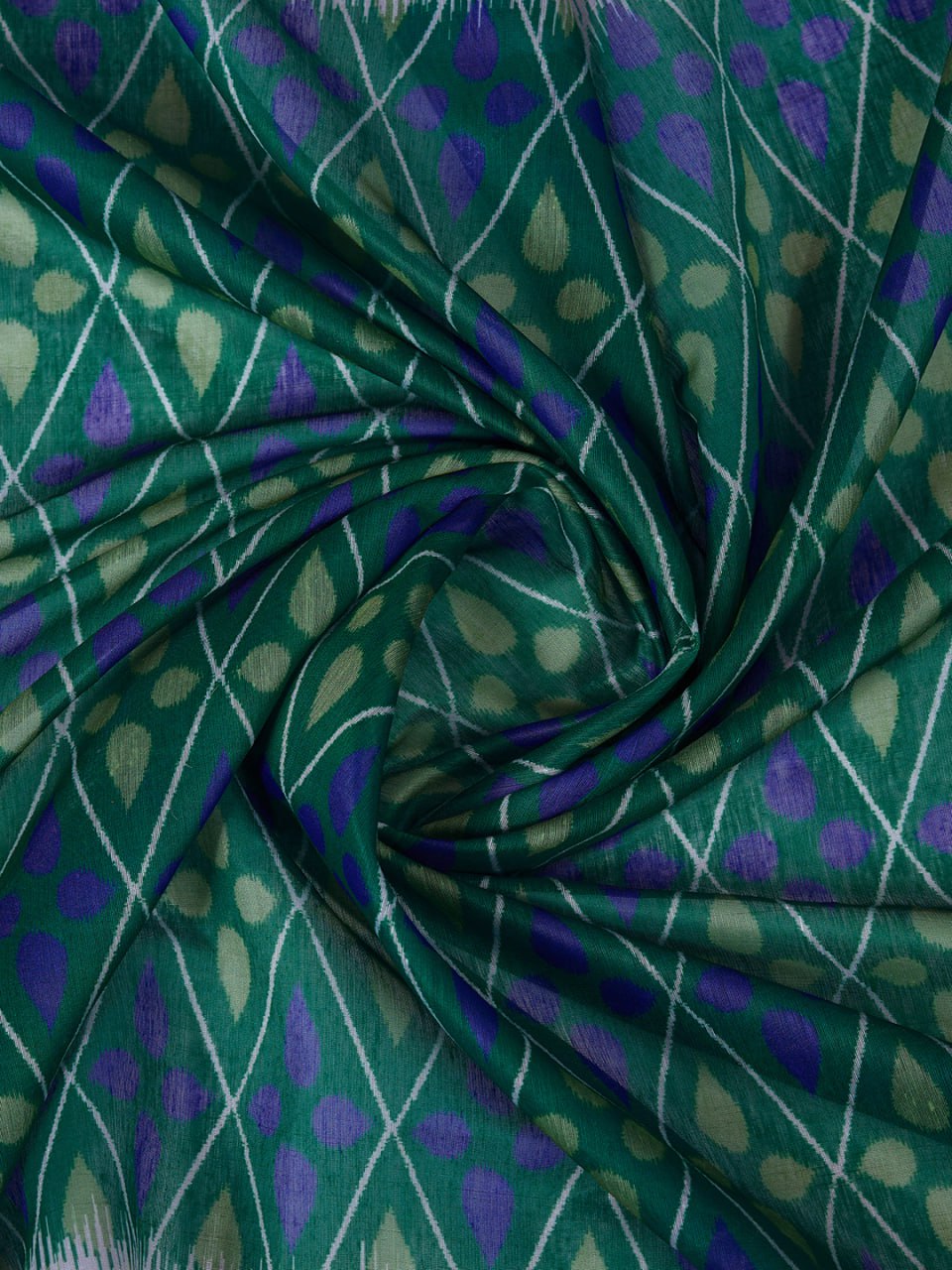 Festive Wear Blue & Green Ikat Printed Chanderi Saree for Weddings