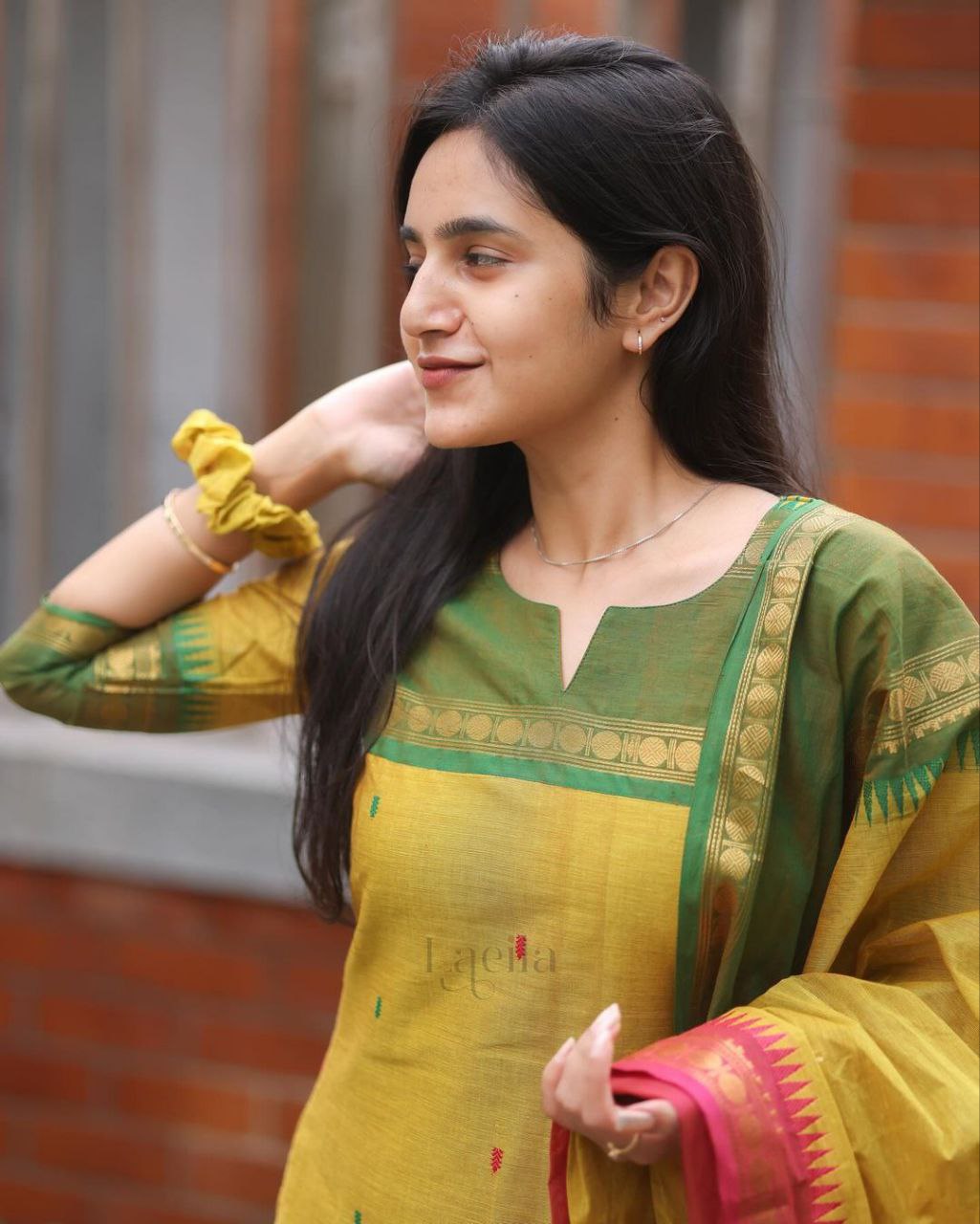 Elegant Kanchi Cotton Suit Set with South Cultural Design & Hand Zari Jacquard Dupatta