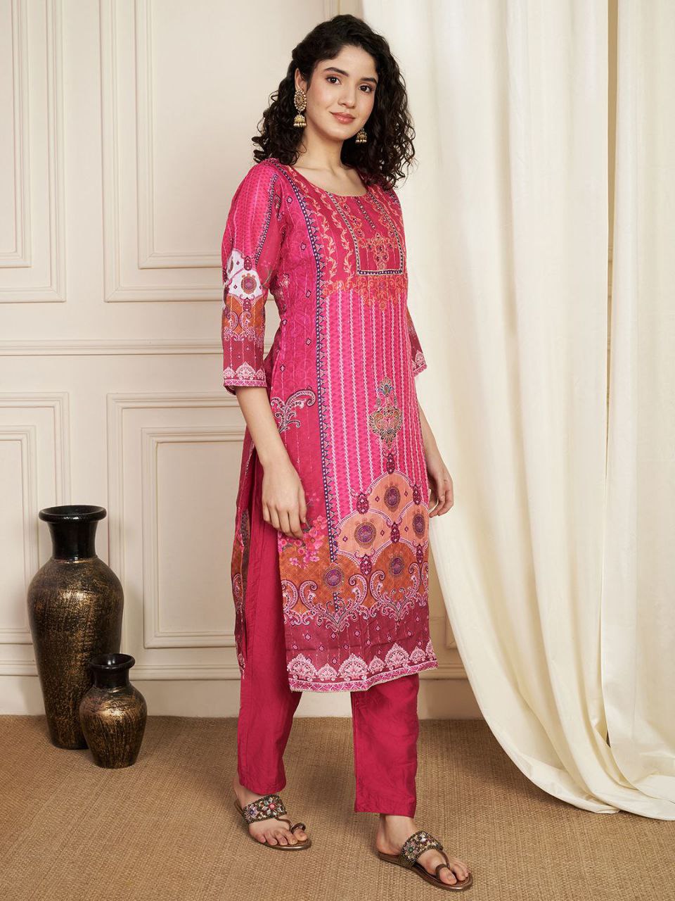 Enchanting Softy Muslin Elegance: Digital Print & Hand Embroidered Pakistani Suit