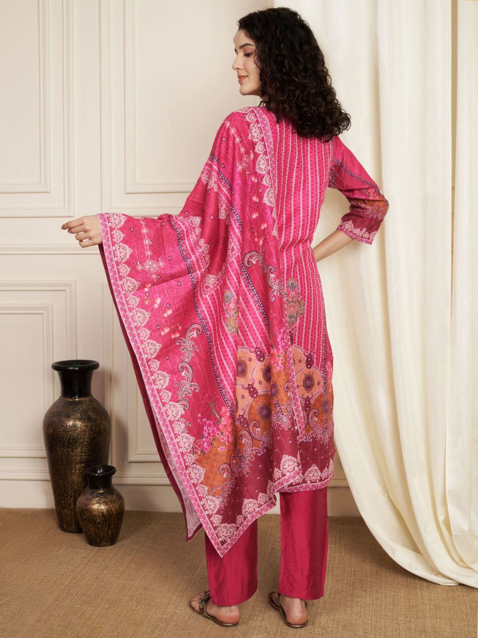 Enchanting Softy Muslin Elegance: Digital Print & Hand Embroidered Pakistani Suit