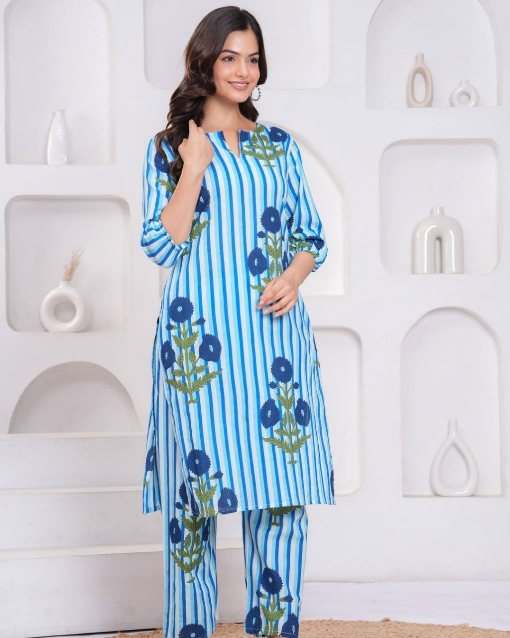 Summer Chic: Premium Pure Cotton 60x60 Co-Ord Kurta Pant Set