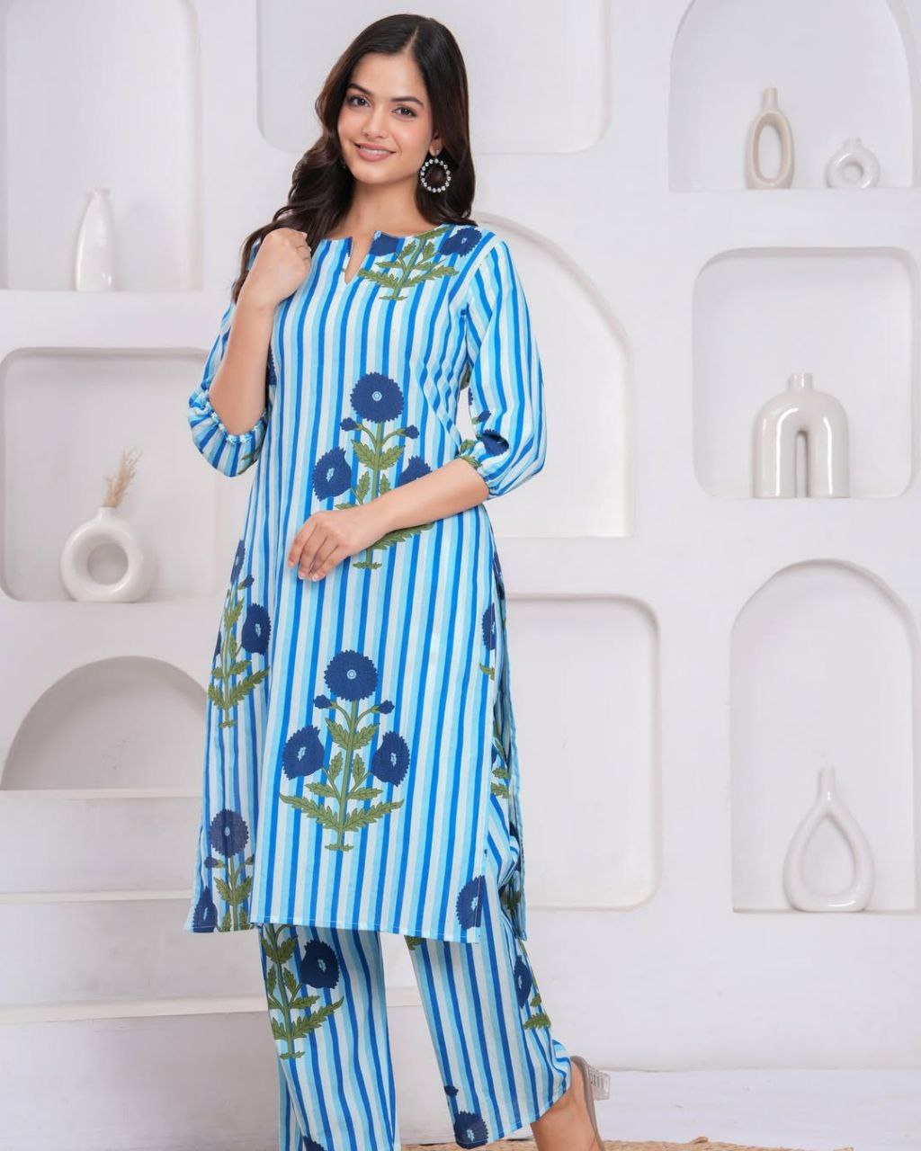 Summer Chic: Premium Pure Cotton 60x60 Co-Ord Kurta Pant Set