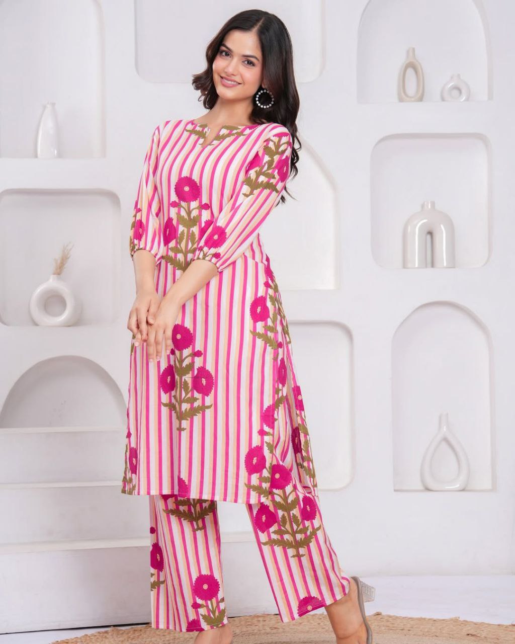 Summer Chic: Premium Pure Cotton 60x60 Co-Ord Kurta Pant Set