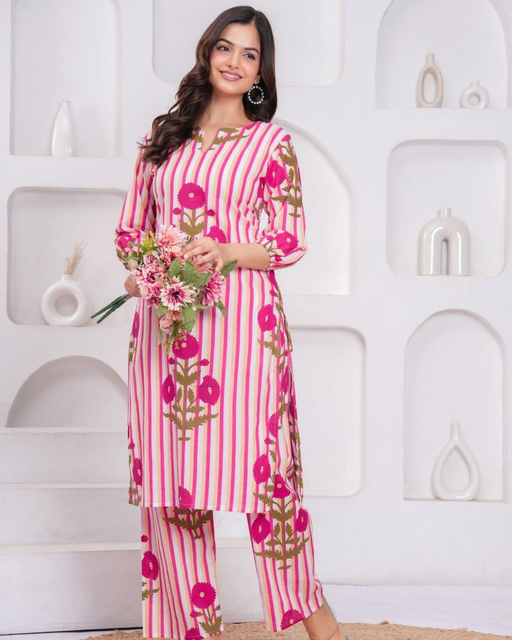 Summer Chic: Premium Pure Cotton 60x60 Co-Ord Kurta Pant Set