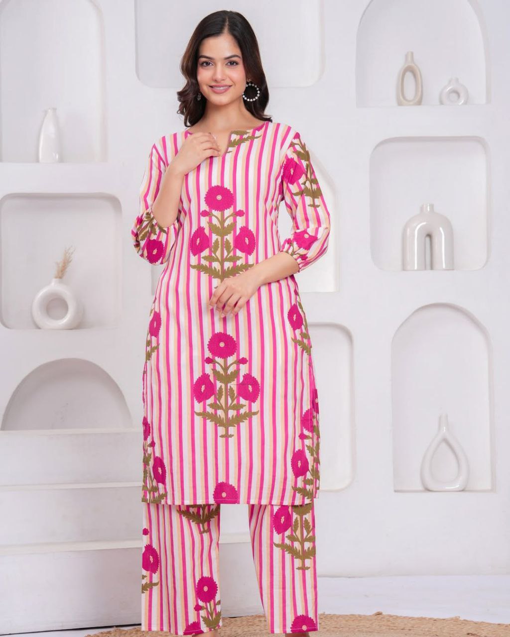 Summer Chic: Premium Pure Cotton 60x60 Co-Ord Kurta Pant Set