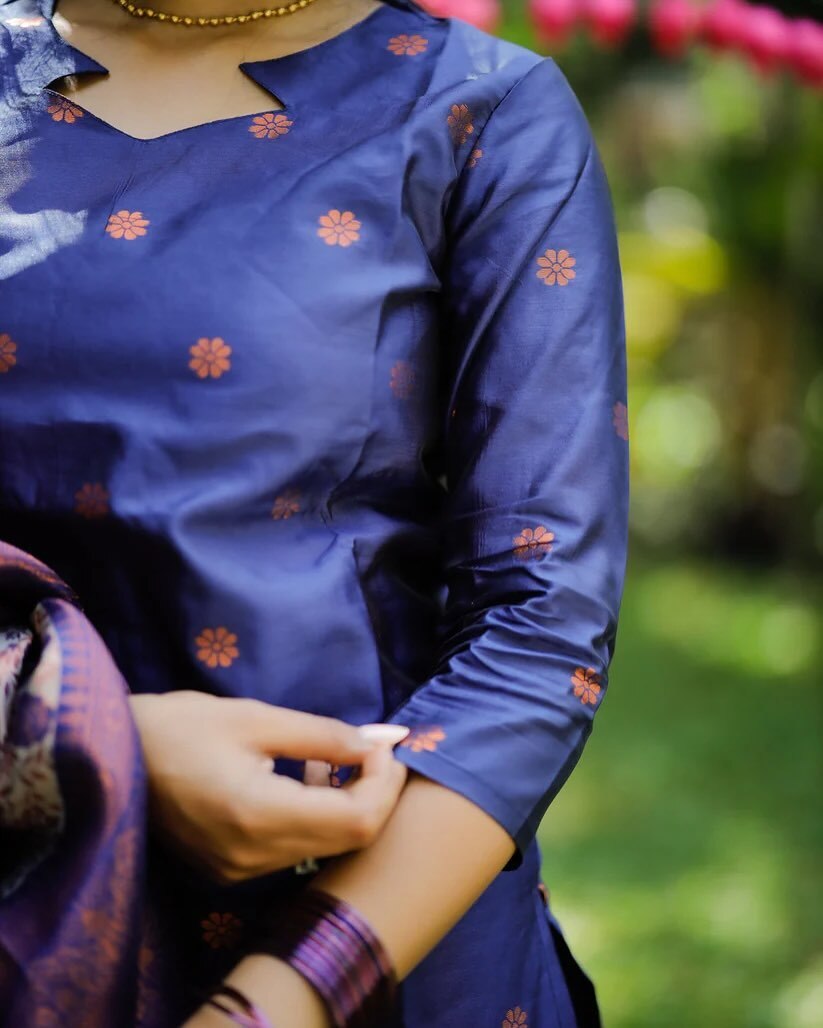 Classic Jacquard Kurta Pant Dupatta Set