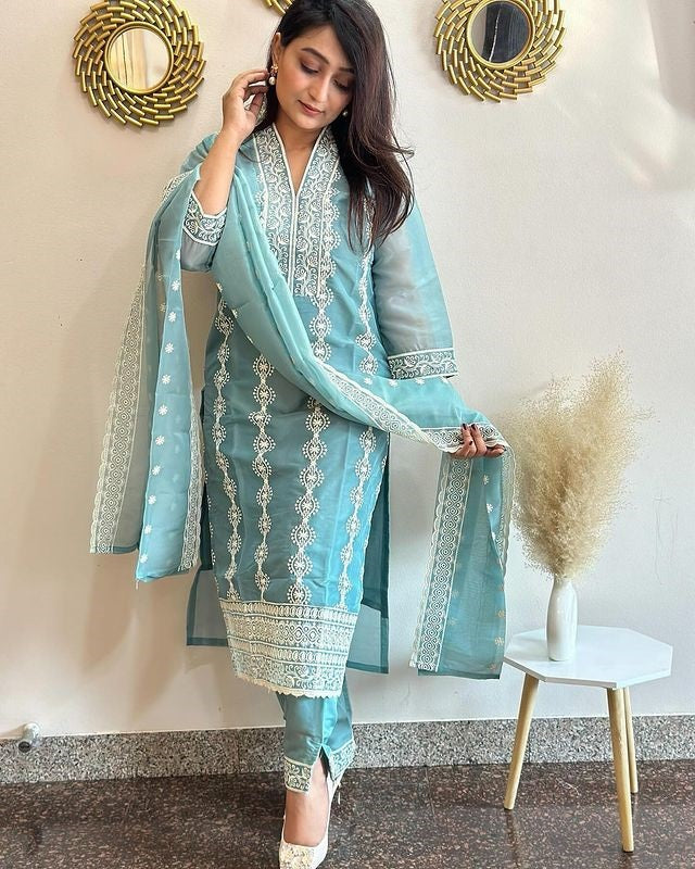 Silk Party Wear Kurta Dupatta Set