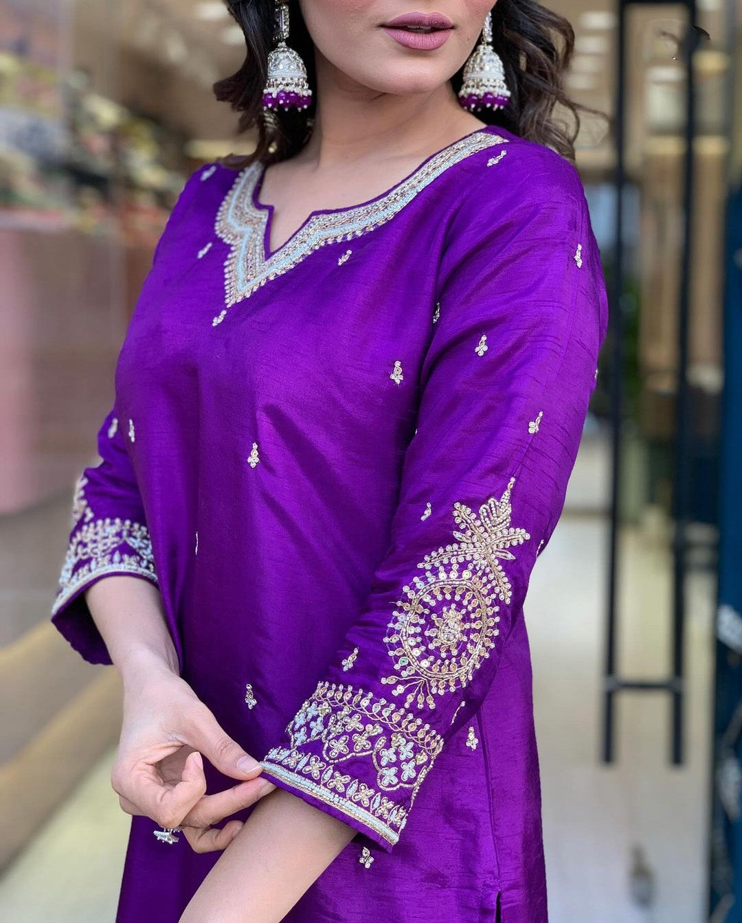 Silken Grace: Women’s Kurta Pant Dupatta Set