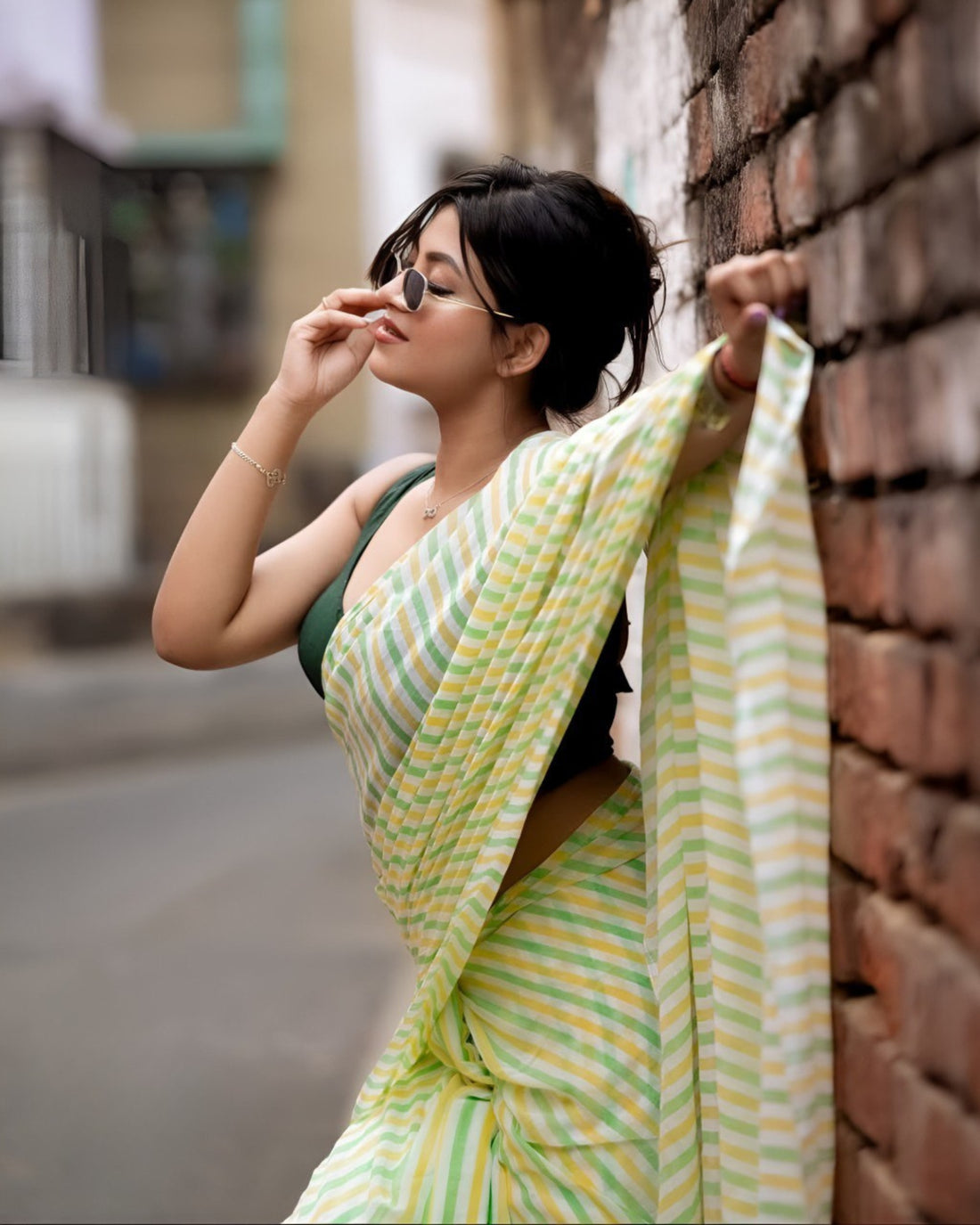 Pastel Stripes Linen Cotton Saree – Breezy Summer Essential