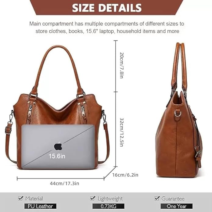 Tote Bag for Woman with Messenger Bag and Wallet in PU Leather with Strap