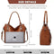 Tote Bag for Woman with Messenger Bag and Wallet in PU Leather with Strap