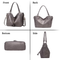Tote Gray Handbag Bag for Woman with Messenger Bag and Wallet in PU Leather with Strap