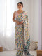 Abstract Multi-Color Digital Print Georgette Saree with Mirror Border