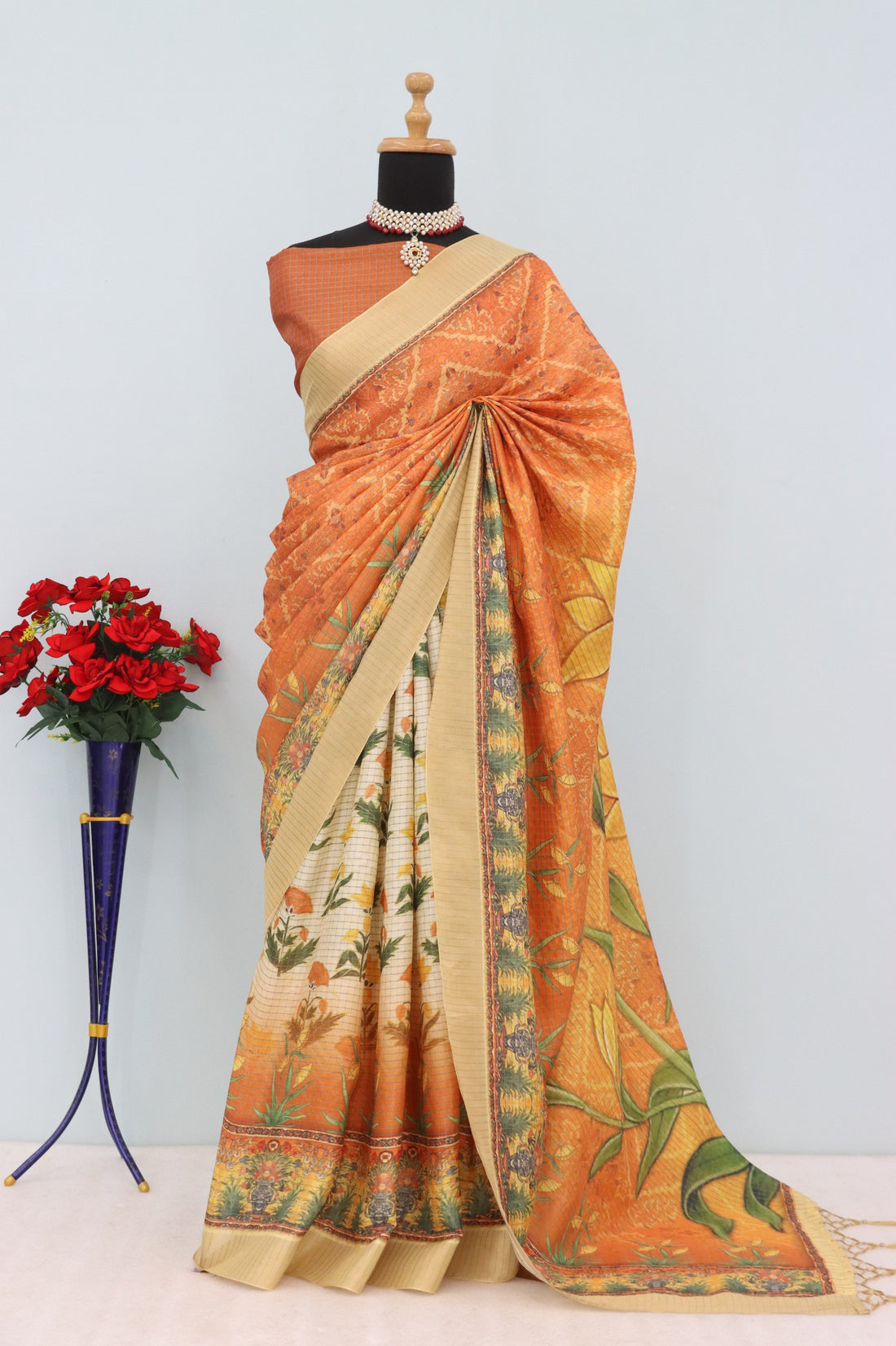Graceful Mysore Silk Saree with Pure Jari, Digital Blouse & Border Detailing
