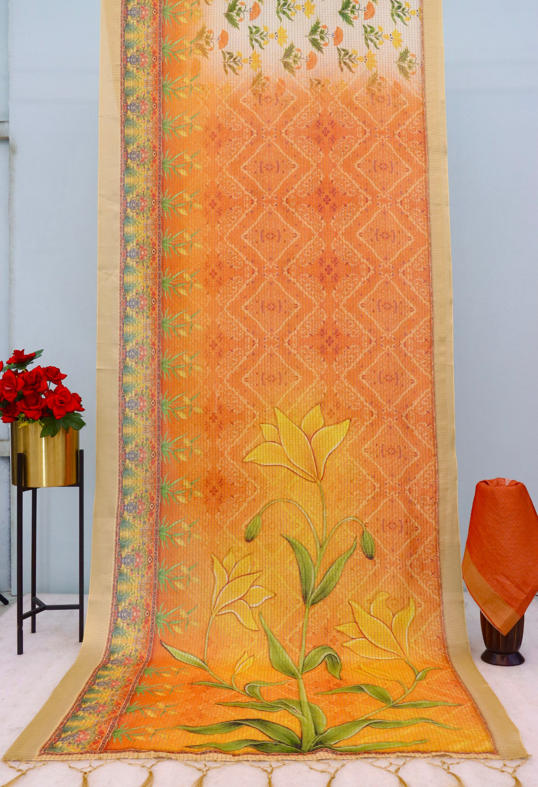 Classic Mysore Silk Saree with Pure Jari, Digital Print & Elegant Zalar