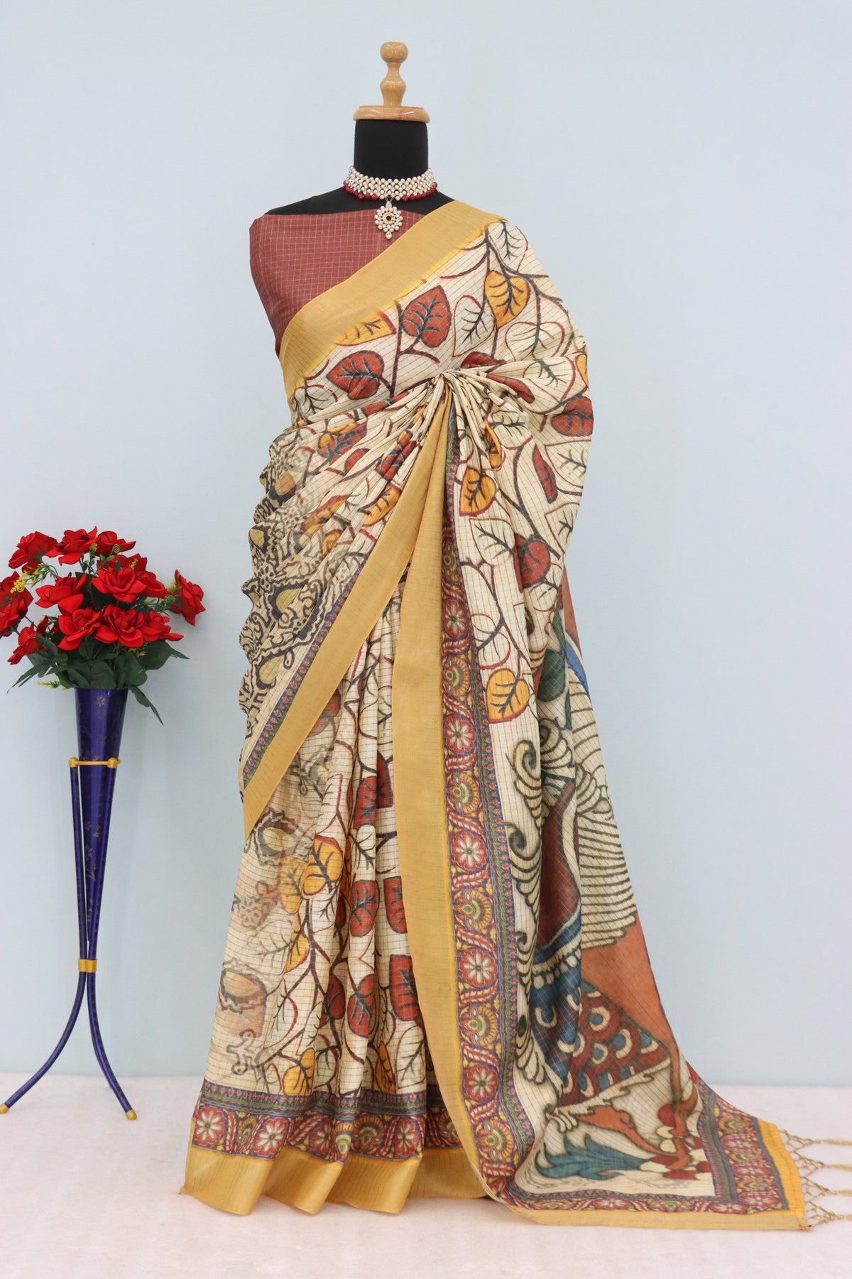 Royal Mysore Silk Saree with Pure Jari, Digital Print & Zalar