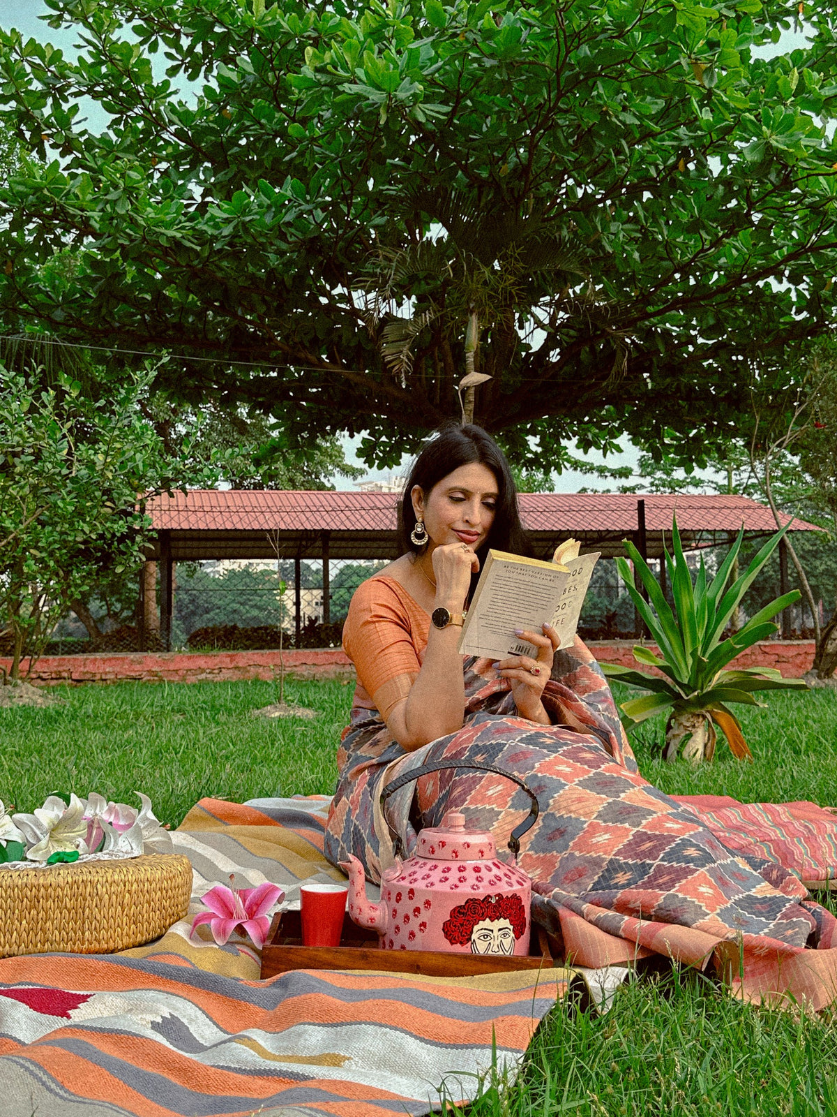 Elegant Checked Mysore Silk Saree with Geometric Digital Print