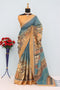 Premium Mysore Silk Saree with Pure Jari, Checks & Digital Print