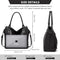 Tote Black Handbag Bag for Woman with Messenger Bag and Wallet in PU Leather with Strap