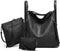 Set Of 3 Black Light Weight Pu Leather Handbag Combo For Women