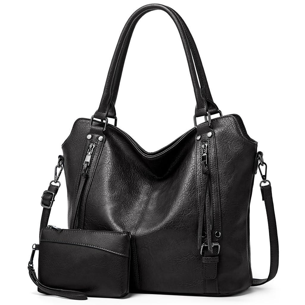 Set Of 3 Black Light Weight Pu Leather Handbag Combo For Women