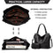 Tote Black Handbag Bag for Woman with Messenger Bag and Wallet in PU Leather with Strap